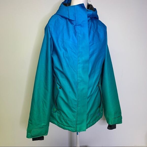 EUC Womens Under Armour Coldgear Fader Blue Green Ombre Ski Jacket Coat Medium - Picture 6 of 12